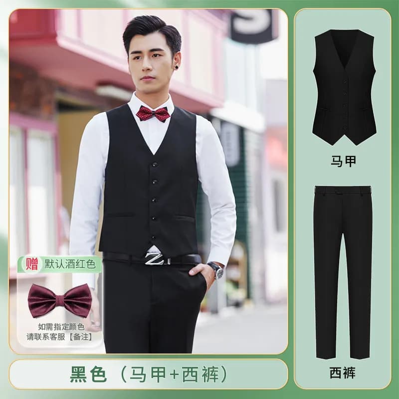 Polo Ralph Lauren Suit Jacket Three-Piece Set — 黑色(马甲+西裤)赠领结
