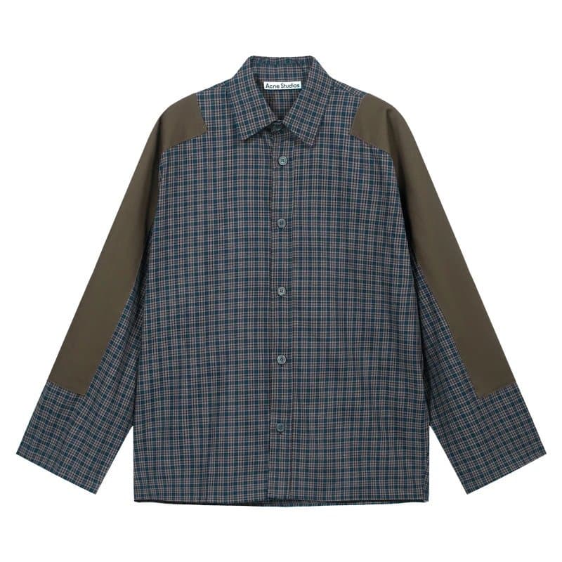 Acne Studios Patchwork Shirt Plaid and Solid Panel