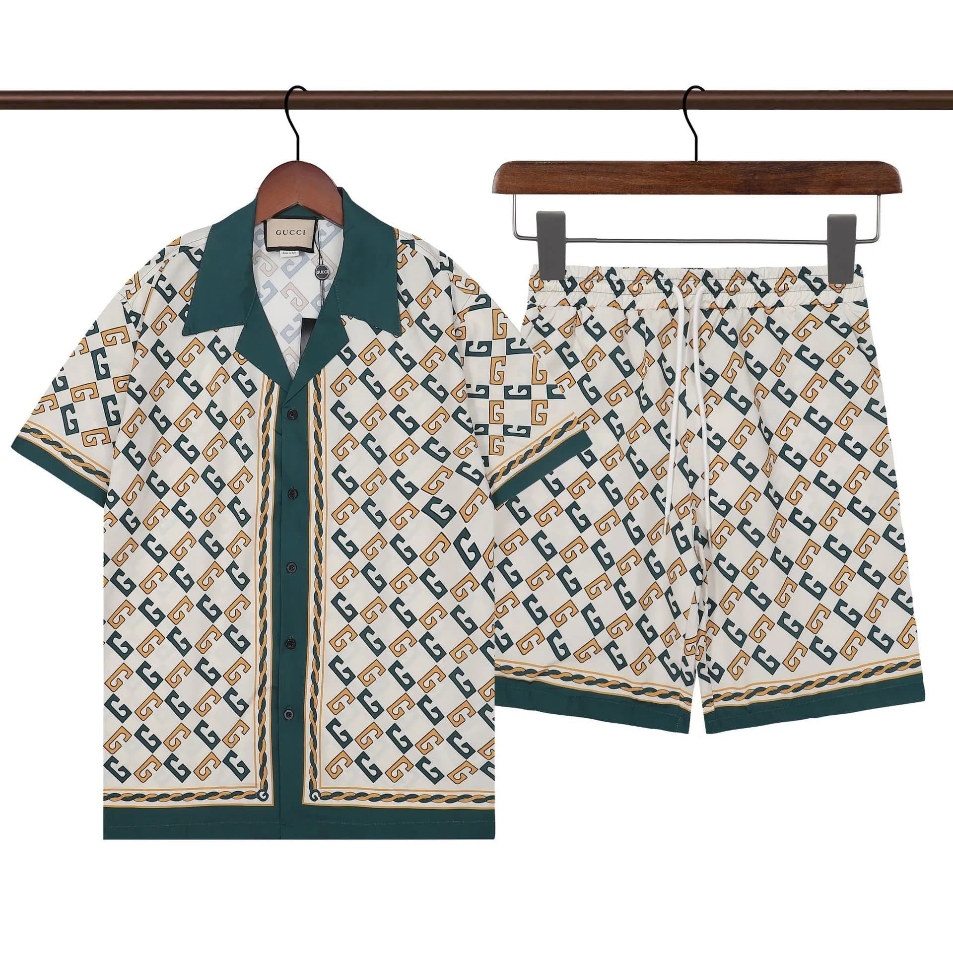 Amiri Short-Sleeve Button-Up Shirt St. Barthélemy Print — Q208套装图色