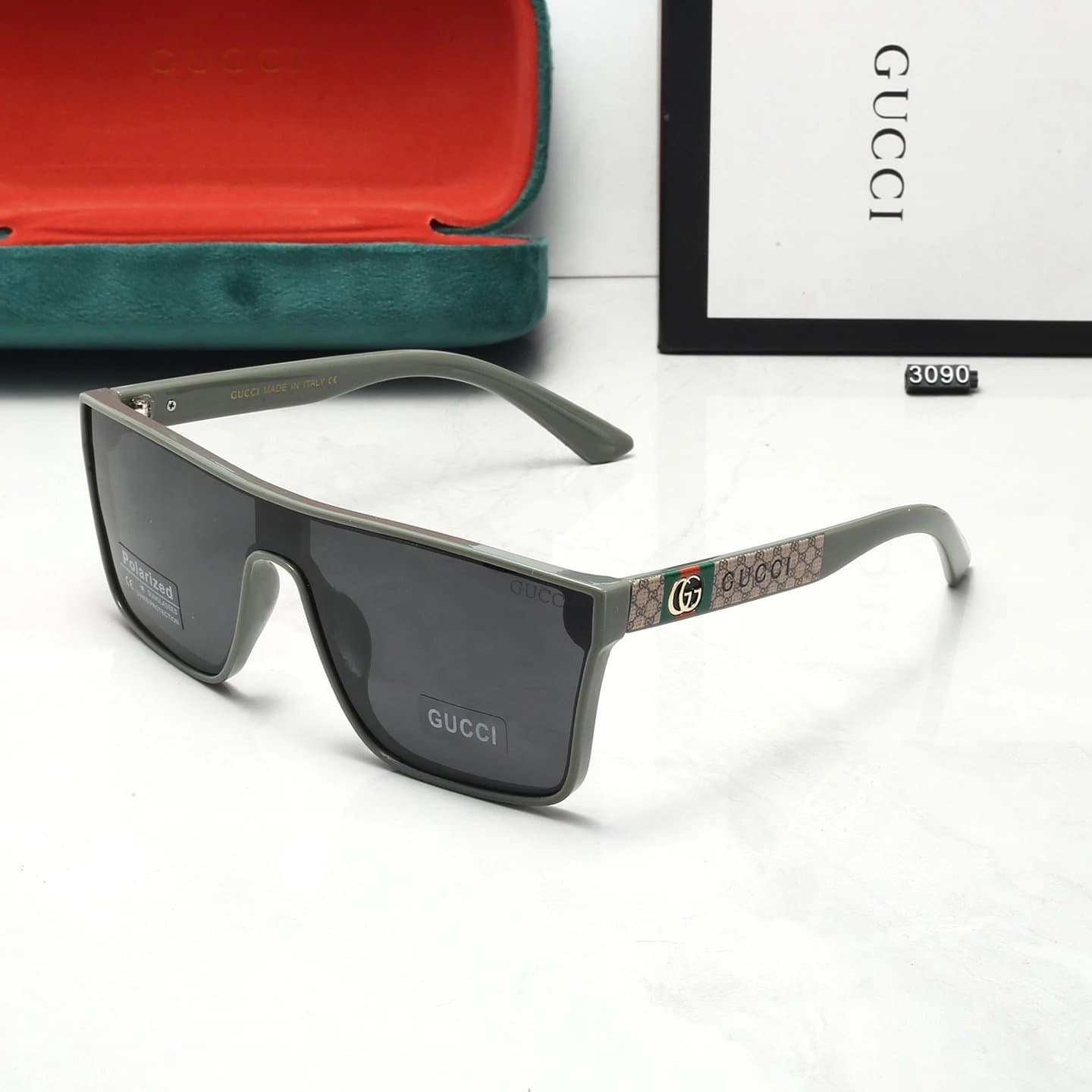 Gucci Square Sunglasses GG Logo Temple — 3