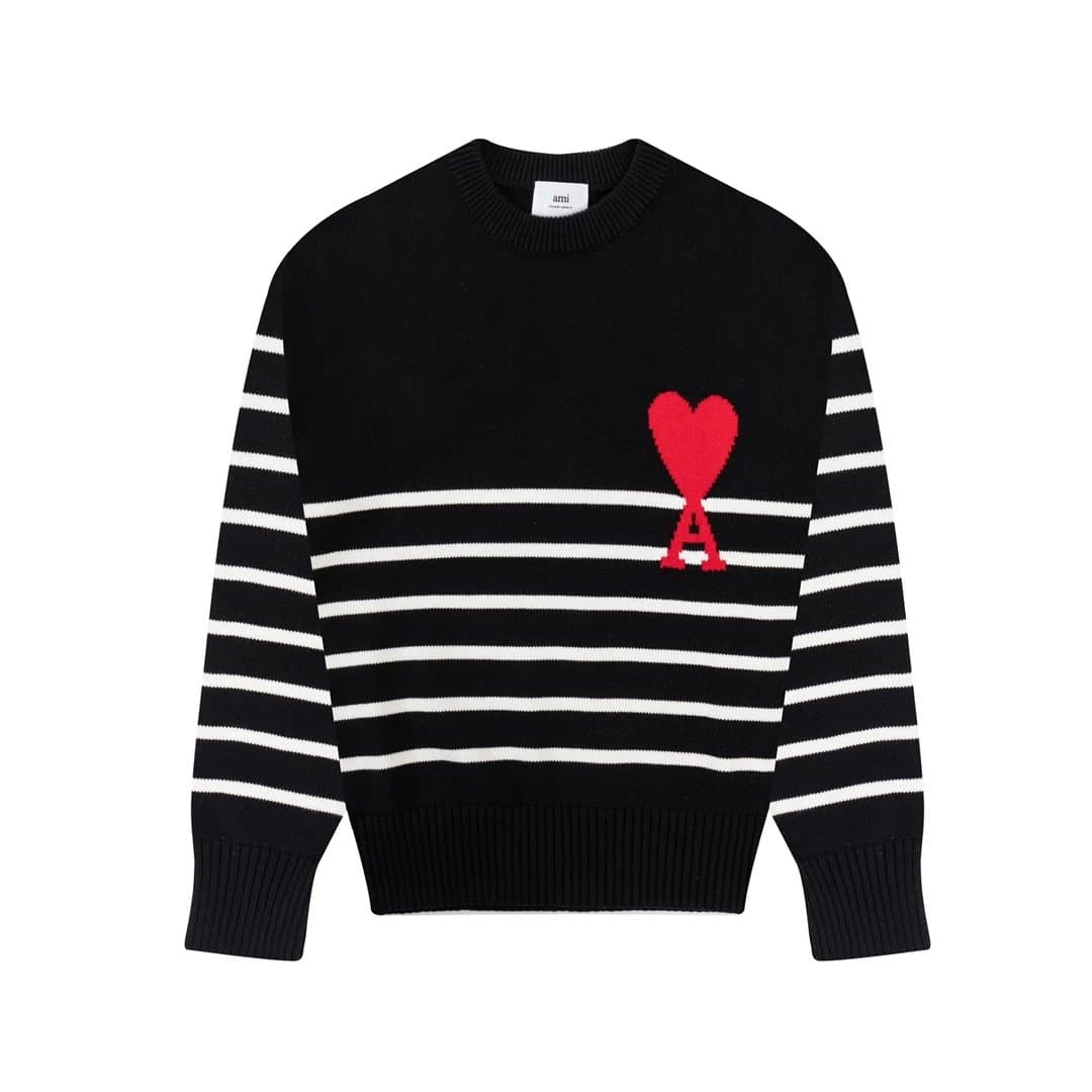 AMI Paris Crewneck Sweater Embroidered Heart — Ami-24