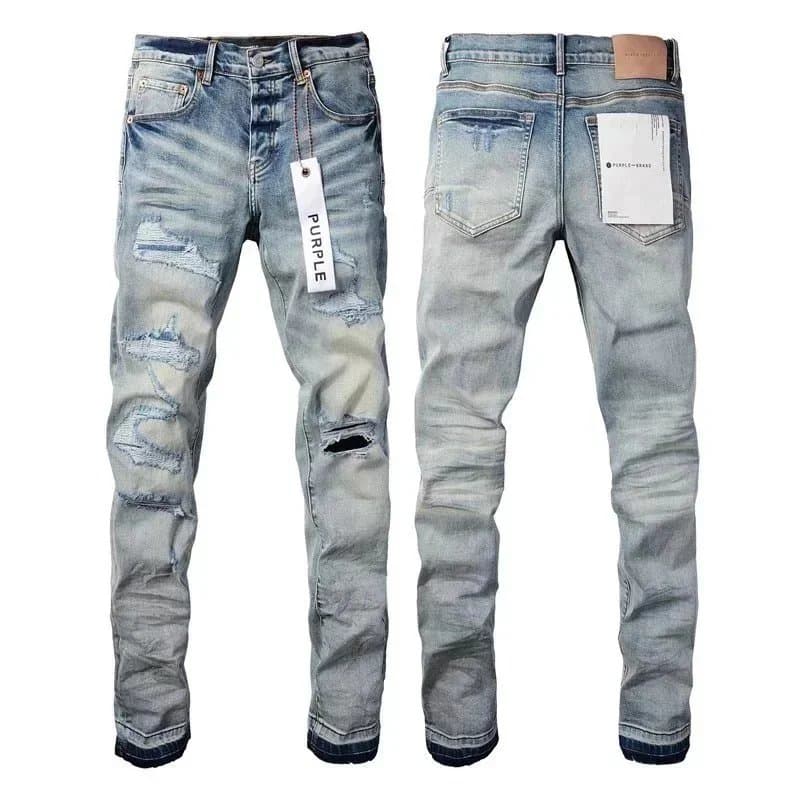 Purple Brand Slim Fit Jeans Distressed Paint-Splatter Wash — 12