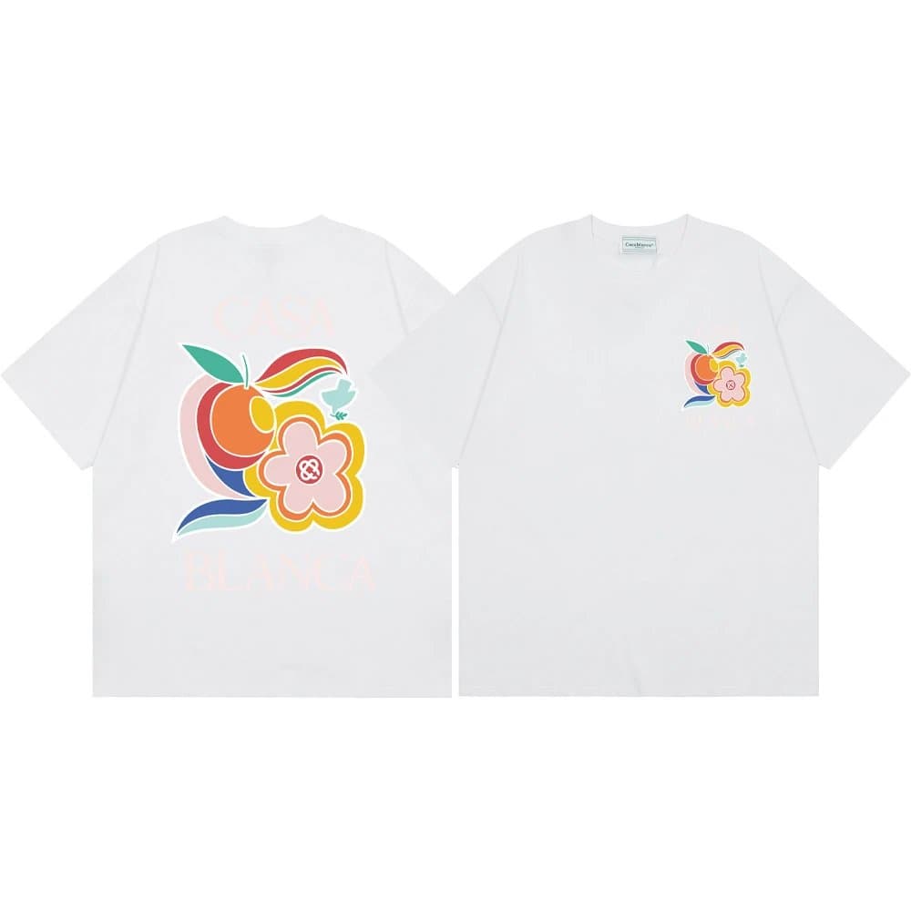 Casablanca Graphic Tee Floral Logo — 100白色