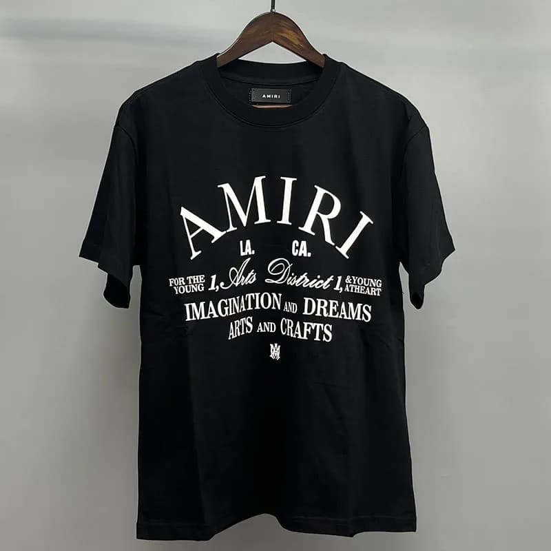 Amiri Logo Tee Multicolor Graphic — black white figure