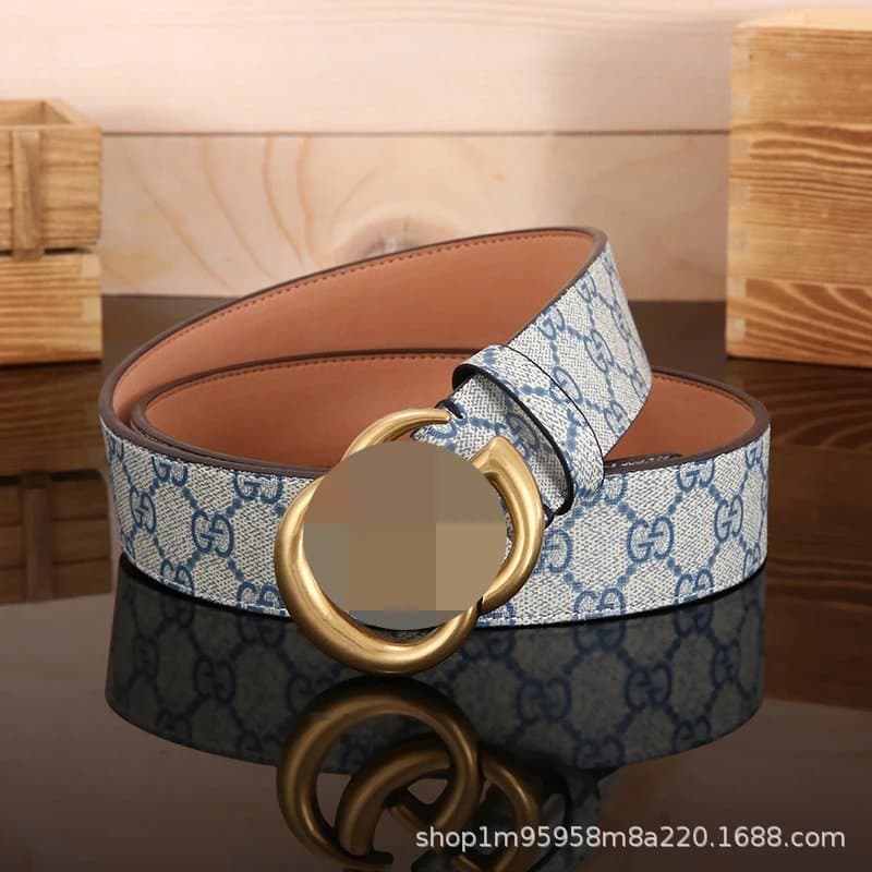 Gucci Web Belt Green Red Web — 布纹白蓝色+GG古金扣