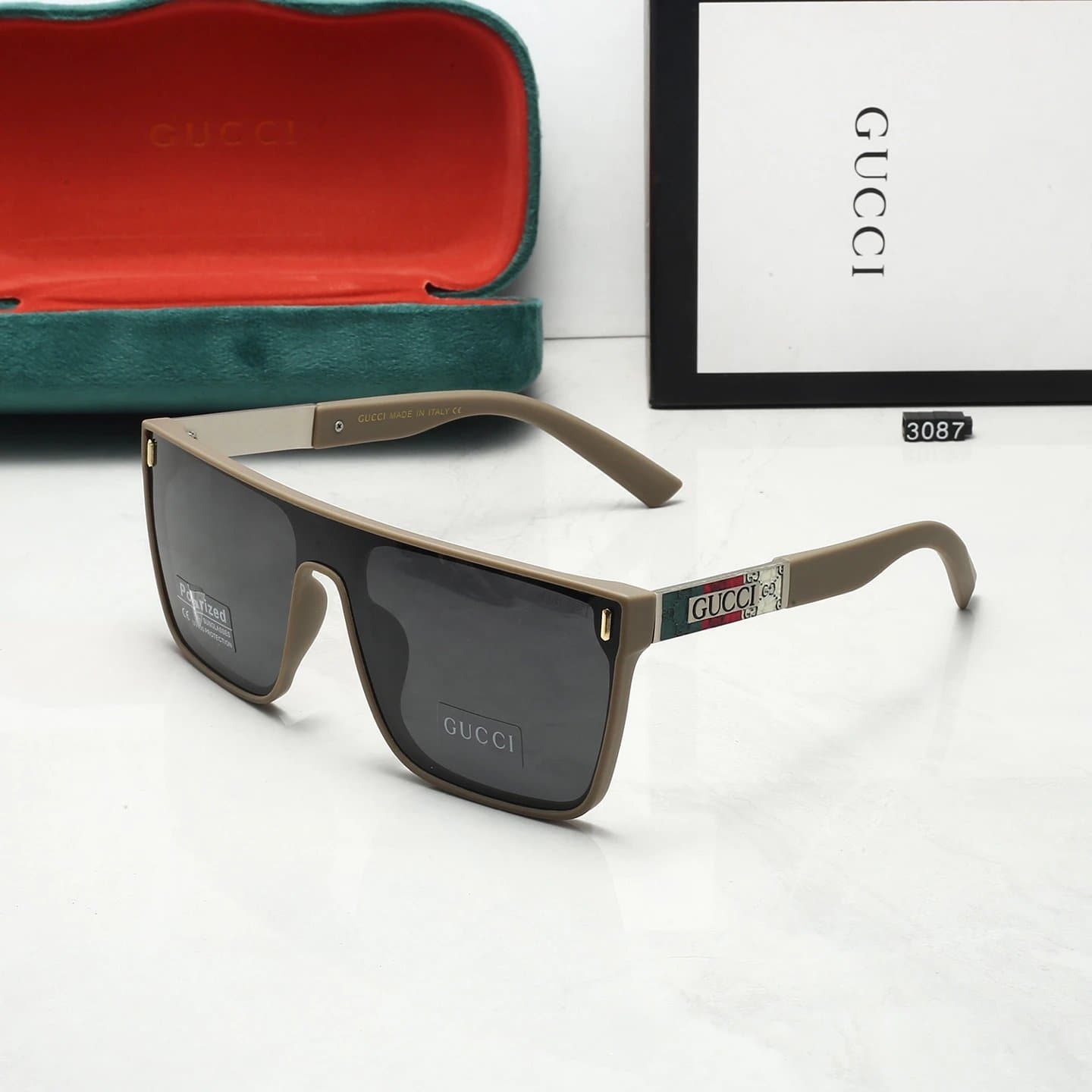 Gucci Square Sunglasses GG Logo Temple — 10