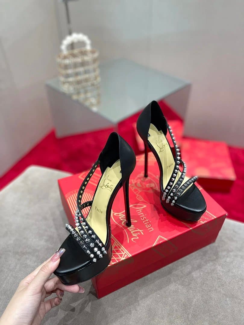 Christian Louboutin Strappy Platform Heel Crystal-Embellished
