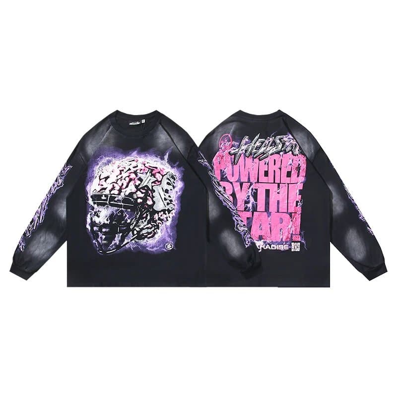Long Sleeve Tee Hellstar Records Graphic — 651洗水黑