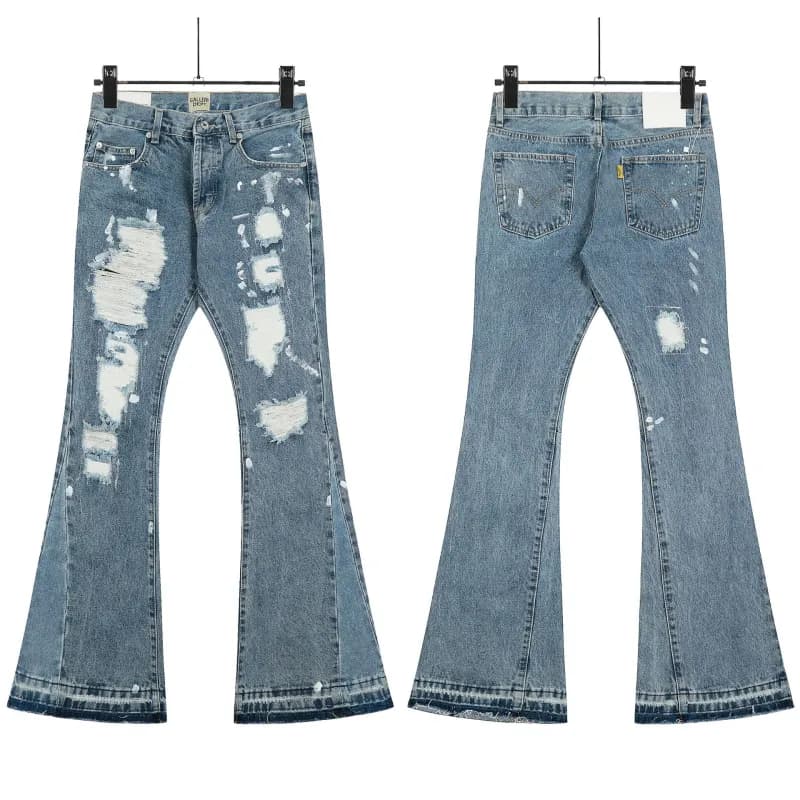 Gallery Dept. Paint-Splatter Cargo Jeans Distressed Patchwork — 8149 蓝色