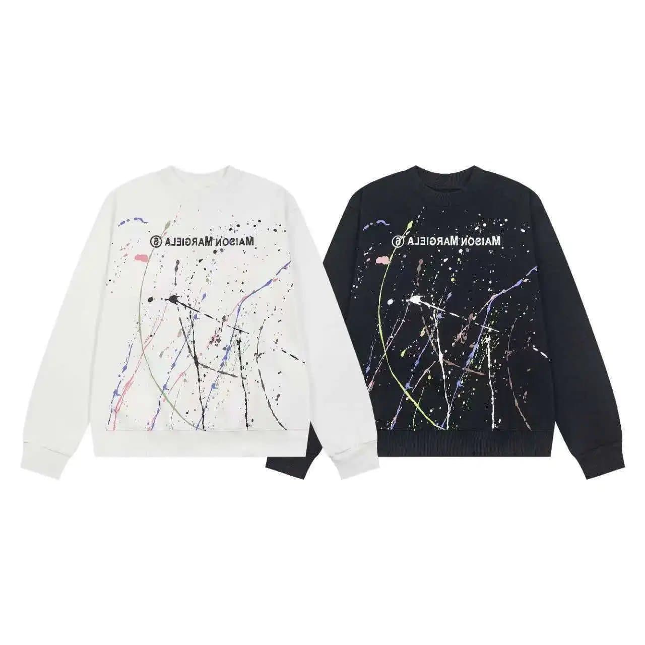 Maison Margiela Oversized Hoodie Paint Splatter Numeric Print — HS29黑色