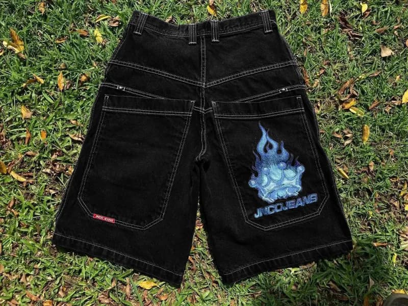 JNCO Denim Shorts Flame Embroidery