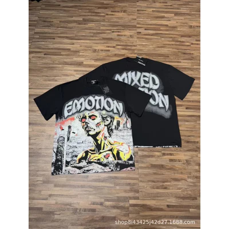 Broken Planet Emotion Graphic Tee Classic Print — 8150黑