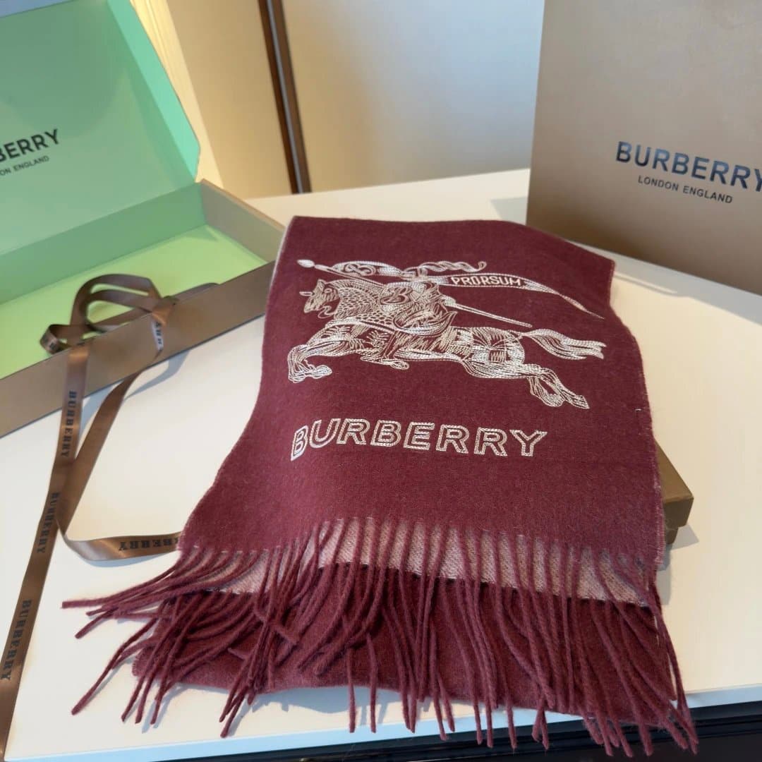 Burberry Equestrian Knight Scarf Prorsum Logo Embroidery