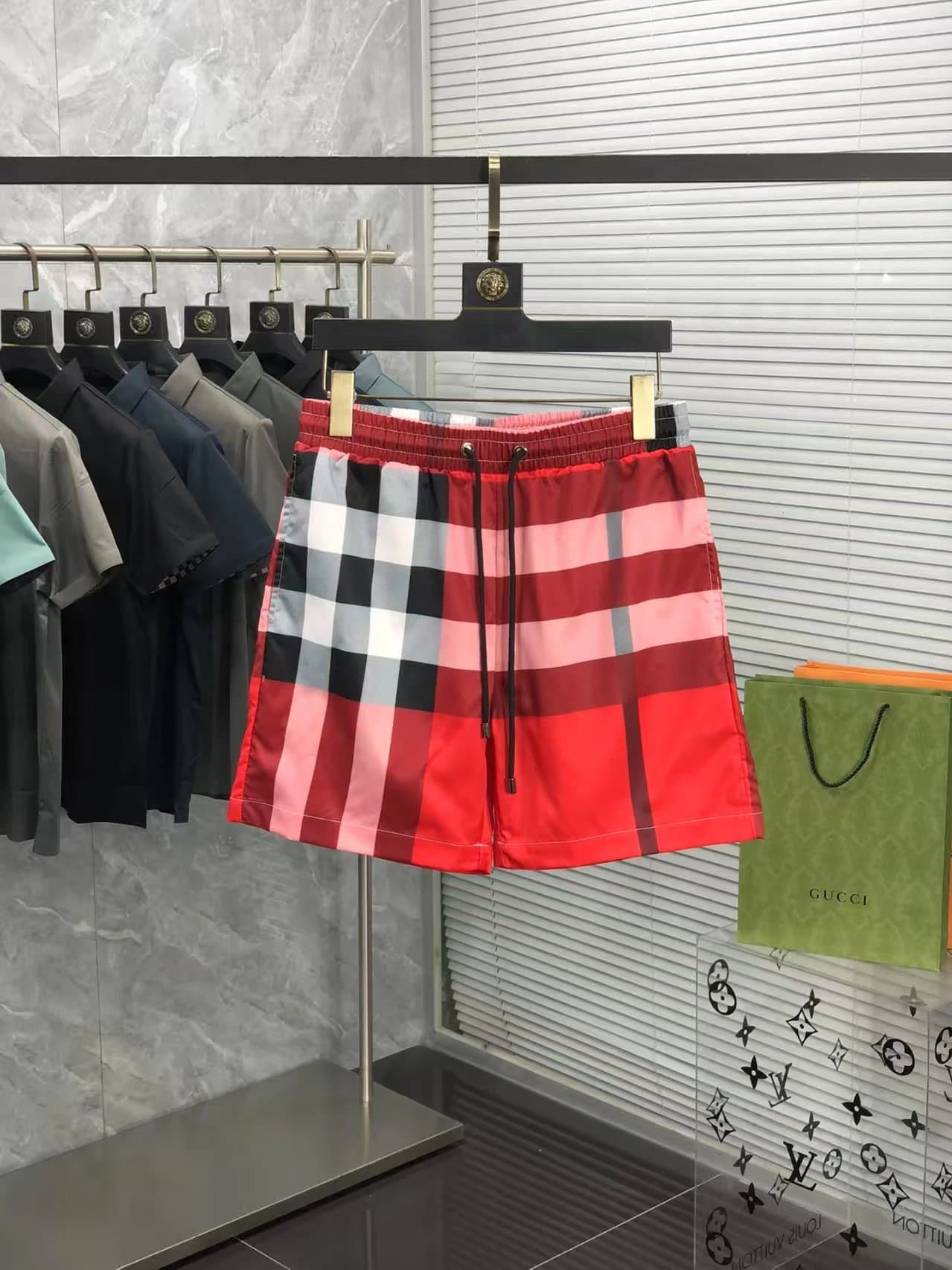 Burberry Monogram Print Shorts Classic Check Pattern — 2