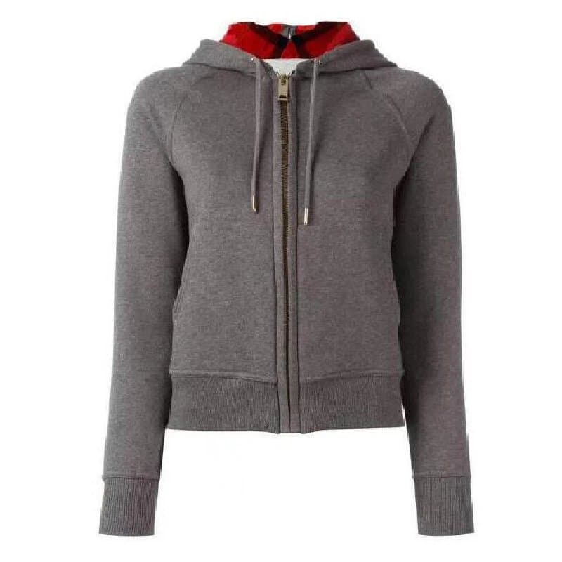 Burberry Zip-Up Hoodie Check Lining — 深灰色
